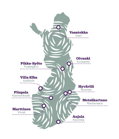 The nine Finnish Youth Centres
